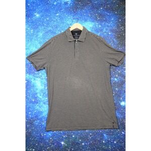 Mack Weldon Polo Shirt Mens‎ Medium Gray Black Stripe Pima Cotton Knit